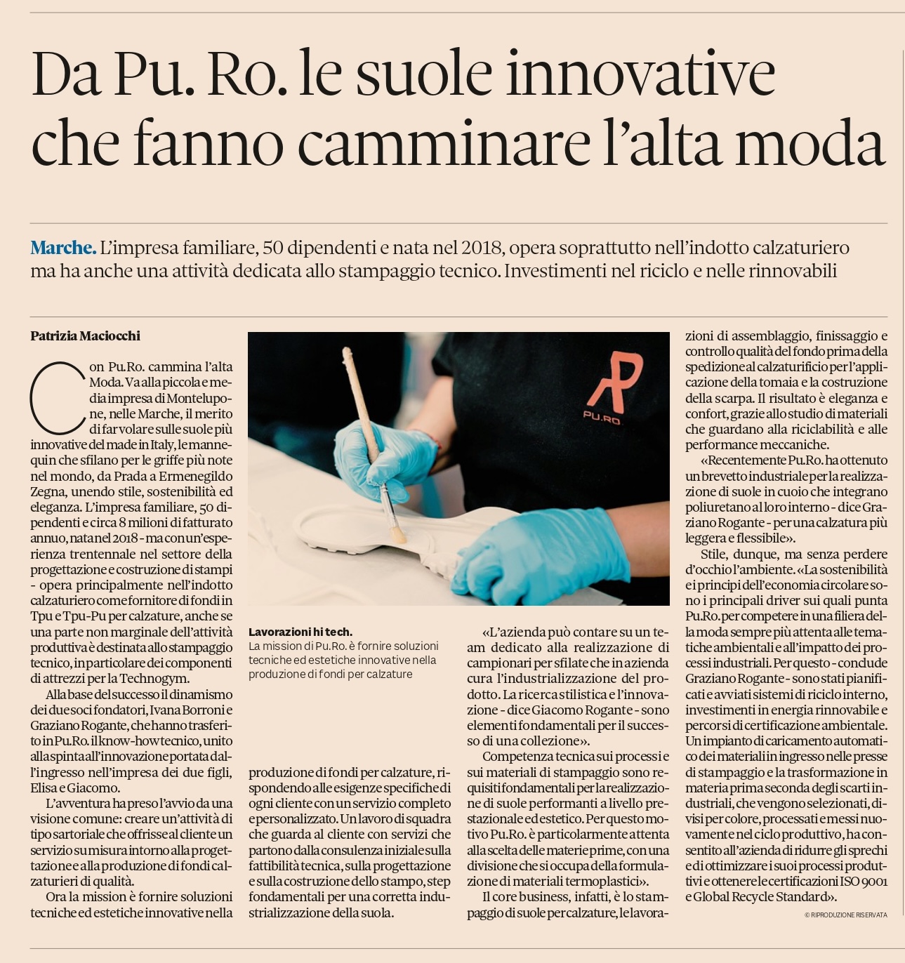 Articolo del sole24ore che parla di Pu.Ro. srl